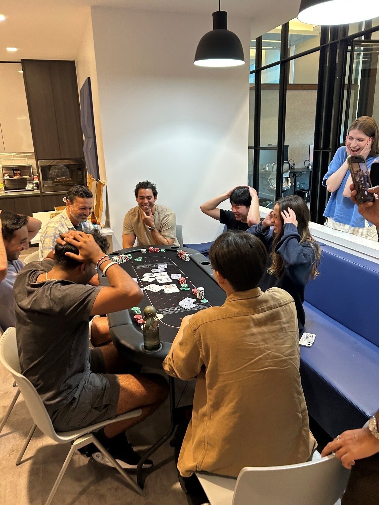 Friendly poker game with the summer intern class